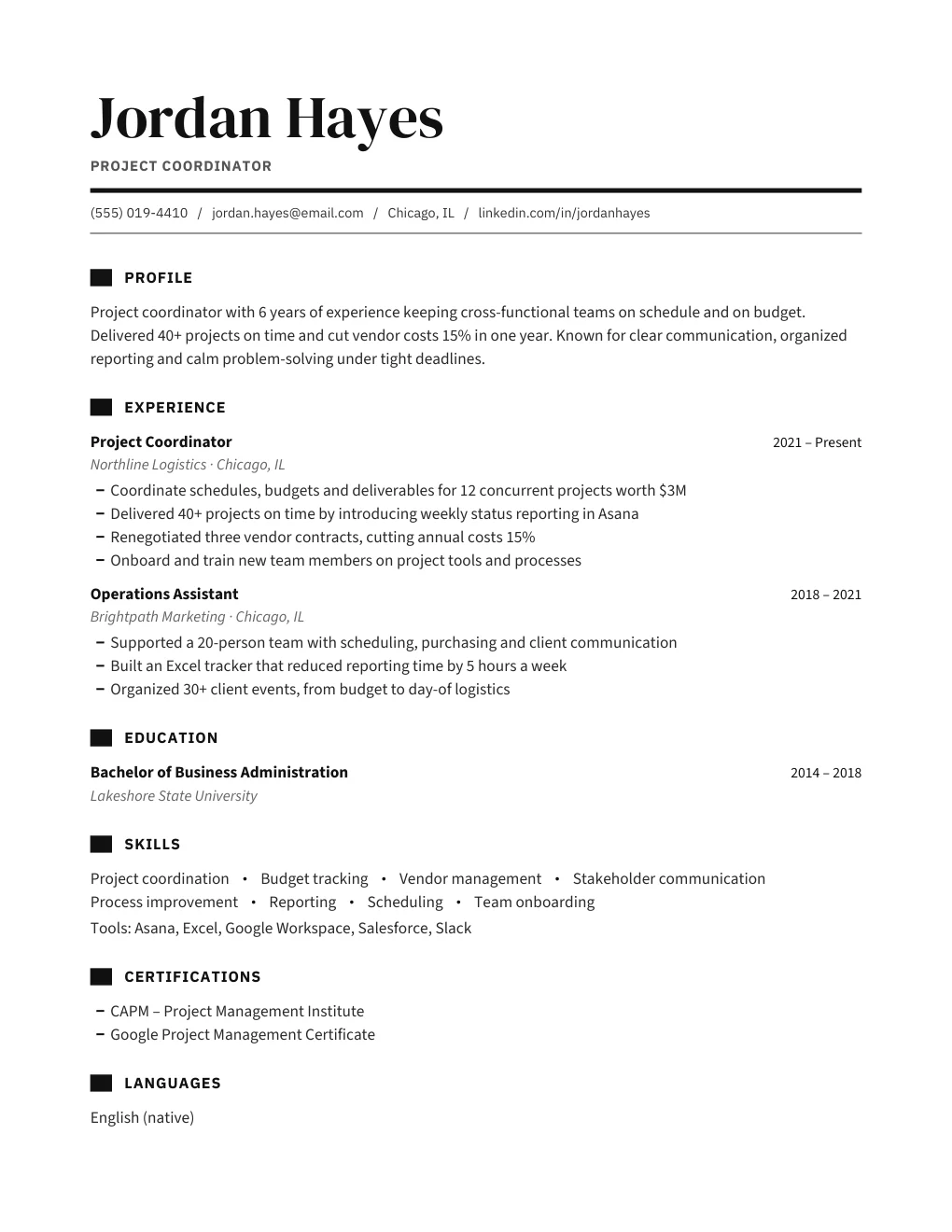 Noir resume design