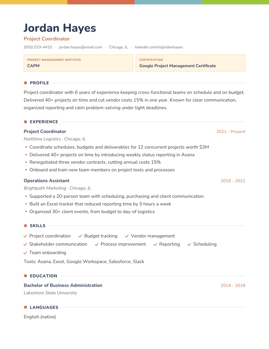 Primer resume design